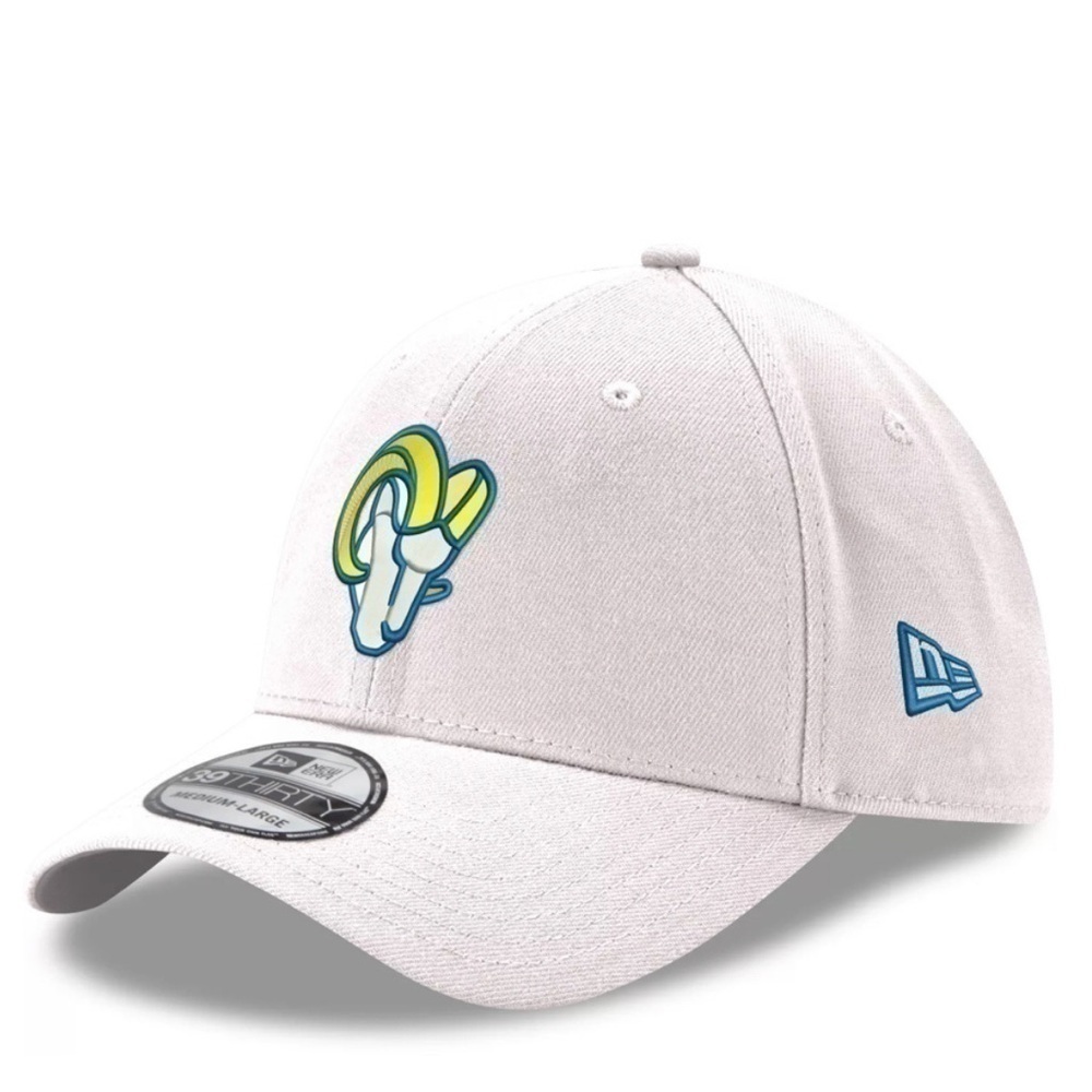 Los Angeles Rams New Era LA Logo Iced II 39THIRTY Hat White Medium/Large NEW - Picture 8 of 13